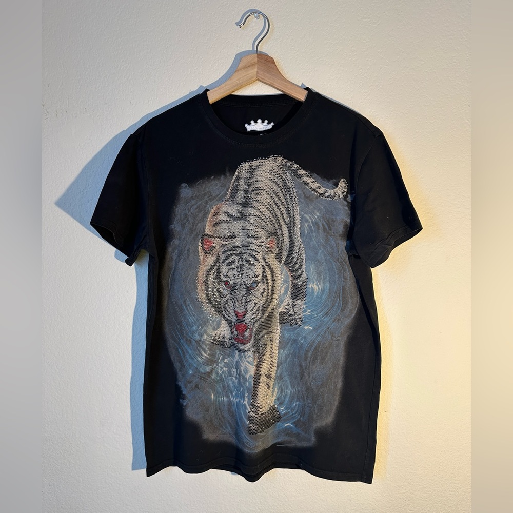 rhinestone tiger details t-shirt